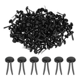 PATIKIL 1000 PCS Paper Brass Fasteners Split Pins Pastel Mini Metal Brads Round Head Plated Fastener for Craft Art Scrapbooking DIY Supplies, Black, 4.5 x 8 mm
