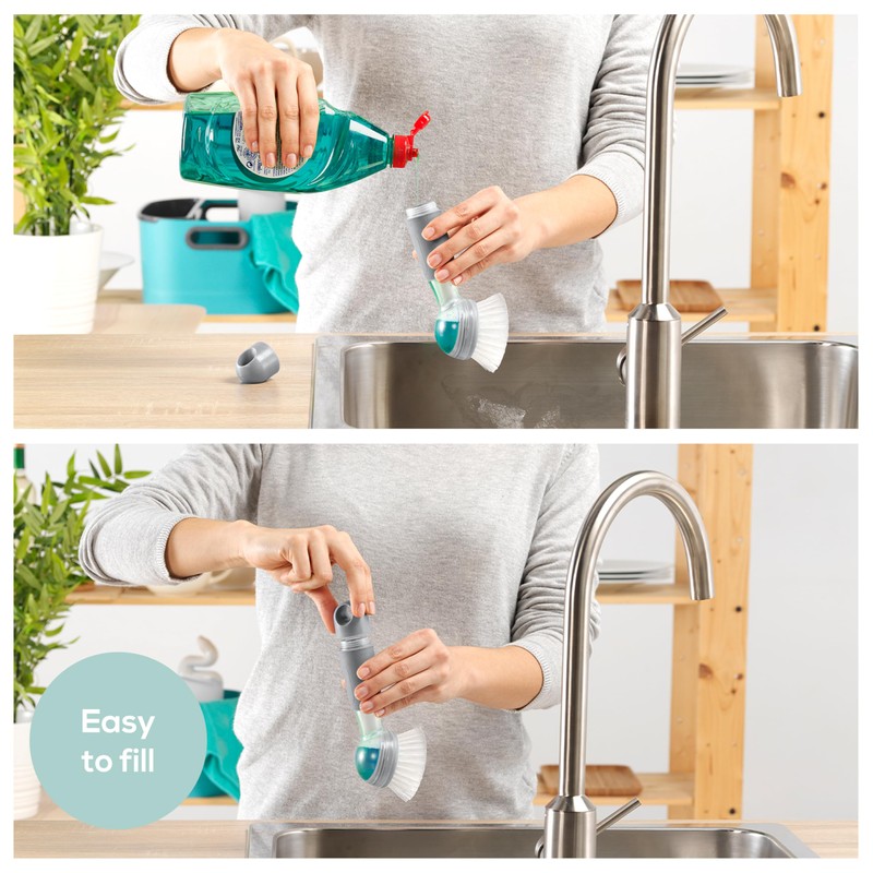 Vigar Rengo Soap Dispensing Dish Brush, Grey