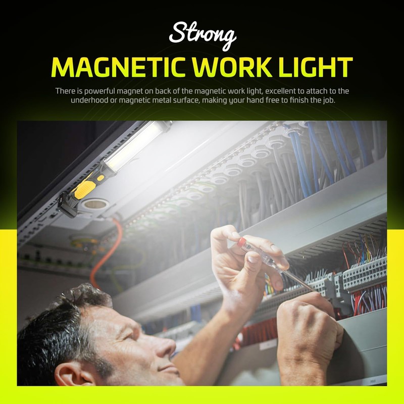 ​​WARSUN Rechargeable COB LED Work Light-Magnetic Hands-Free Trouble Light with