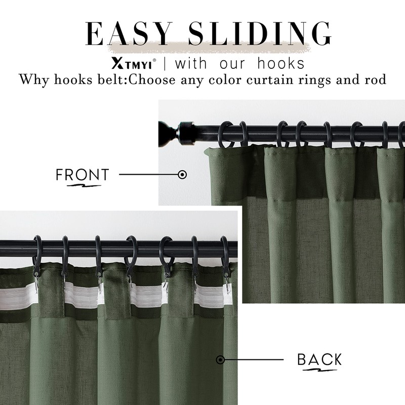 XTMYI Short Curtains for Bedroom,Pole Pocket Back Tab Linen Boho