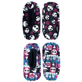 Disnery Nightmare Before Christma Women's Slipper Socks, 2-Pack One Size Fits Most 7-9.5 - Nightmare Before Christmas, One size fits most (7-9.5)