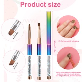 SAVITA 2pcs Nail Art Clean Up Brushes, Painting Brushes for Nails with Round & Angled Head Colorful Bling Nail Pen Painting Tools for Nail Art Design & Polish Mistake Cleaning