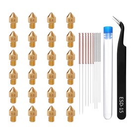 TMYPN Kits de boquillas MK8 de latón de 24 piezas para impresora 3D Ender 2 / Ender 3 / Ender 3 v2 / Ender 3 pro/Ender 5 / CR-10 (boquillas de 0,4 mm * 8, boquillas de 0,2/0,6/0,8/1,0 mm * 4)