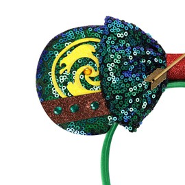 Sequin Ear Headband for Women Girls, Sparkly Fantasy Bow Princess Hair Accessory for Party Cosplay Costume Headwear Decorations Halloween Holiday
