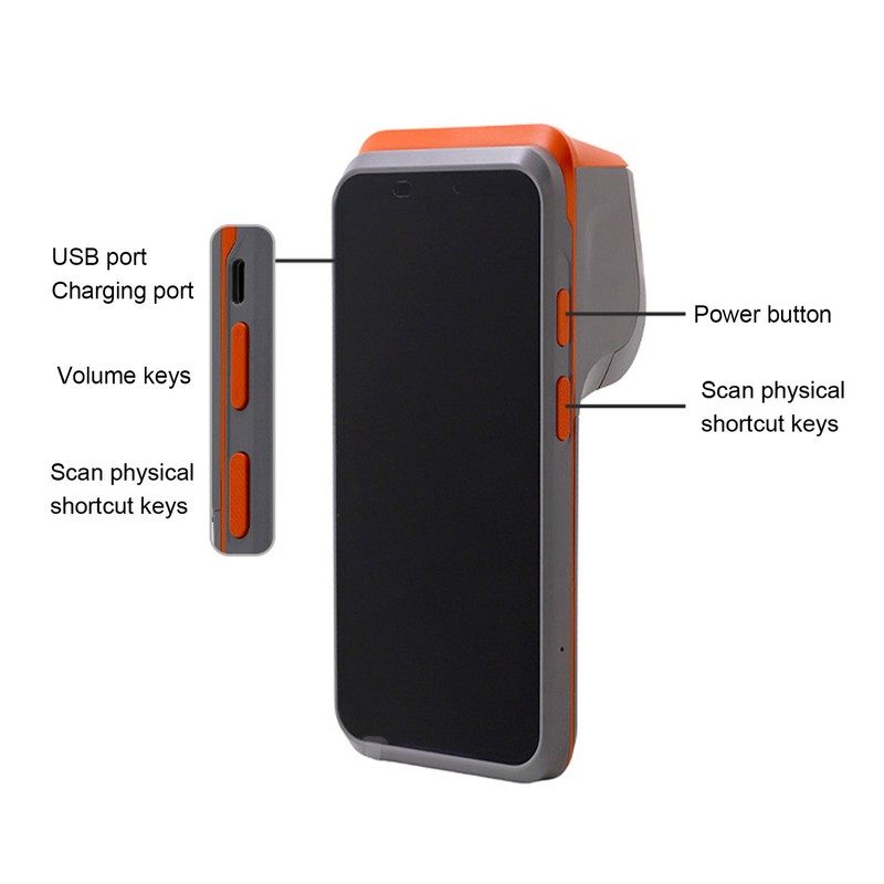 POS Receipt Printer 6.2in Touchscreen BT NFC Handheld Thermal Printer