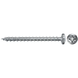 fischer PowerFast II PZF 5.0 x 50 Chipboard Screw (100 Pieces) Fully Threaded, Pan Head with Phillips, Screw for Woodworking, Reduces Screwing Resistance & Screwing Time