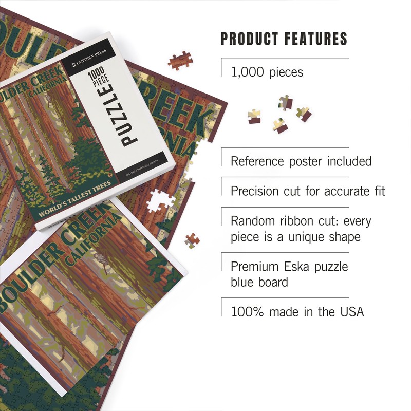 Lantern Press 1000 Piece Jigsaw Puzzle, Boulder Creek, CA, Redwood