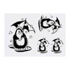 4 x 'Umbrella Penguin & Hearts' Temporary Tattoos - Water