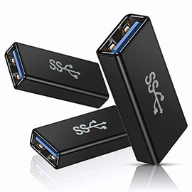 Basesailor USB Female to Female Adapter (3-Pack), USB 3.0 Female to Type A Female 3.0 Cable Coupler for Connecting Two USB Male Ends Cord, Extension Connector (Black (Upgraded))