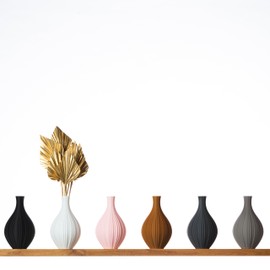 3D Vase Flower Vase Decorative Vase Alva M 23 cm for Cut / Dried Flowers Sustainable Pampas Grass (White)