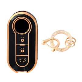 OFFCURVE Car Key Case, Key Cover, Car Key Protective Case with Key Fob for Fiat 500 Lancia Punto Panda Ypsilon Delta Grande Bravo Musa