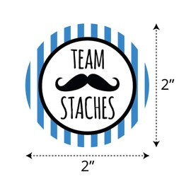 Deluxe Gender Reveal Party Stickers, Team Staches and Team Lashes, Baby Shower Voting Labels, Party Supplies Decorations Games, Pink and Blue 60 Pack- 30 of Each Design