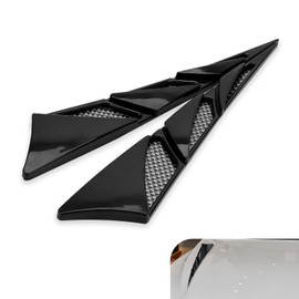 Titgoes 2 PCS Car Hood Ventilation Cover, Waterproof & Fade-Resistant Airflow Side Air Vent Shark Spoiler Trim, Hood Decoration Stickers, Universal for Cars SUVs Pickups (Black)