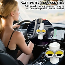 QZAVIRE 2 Pcs Cartoon Lipstick Holder for Car, Car Lip Balm Holder No Melt Car Holder for Chap Stick Compatible with Most Lip Balms Car Interior Decoration for Women