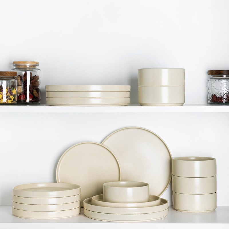 TheTerra Ceramic Dinnerware Sets for 4, 12 Pieces Handmade Reactive