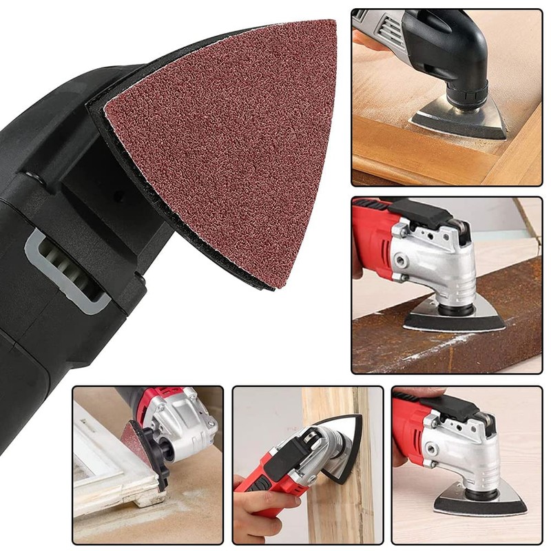 200pcs 80mm Triangle Sanding Pads Hook and Loop Grit 40/60/80/100/120/180/240