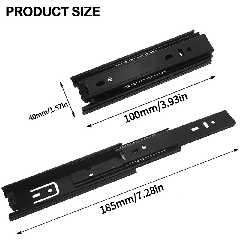 Prmape 2 x drawer runners, 100 mm, drawer pull-out rails,