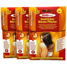 3 x Wundmed Natural Heat Plasters Lasts up to 8 Hours, 13 x 9.5 cm