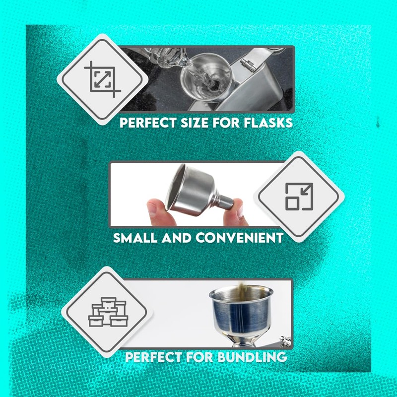 SE Stainless Steel Funnel for Flasks Bottles and Mini Bottles,