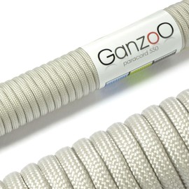 Ganzoo © Paracord 550 Rope, Elegant Grey, 4 mm, Cord Type 3, Nylon & Polyester, Ideal for Crafting Dog Lead/Collar, Bracelet, Camping, Survival and Outdoor Use, 3 m, All-Purpose Rope, 7 Inner Strands