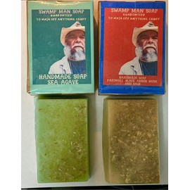 2 Swamp Man Soaps Patchouli,Musk,Sage & Oatmeal & Sea Agave Oatmeal Artesan soap bars total/ 5.8 oz each