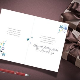 Words 'n' Wishes Birthday Card, Age 60 - Son Foiled and Patterned Balloons, 23.5 x 16.5 cms, Multi-Coloured