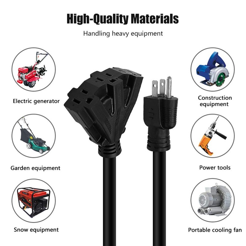100 ft 12/3 Outdoor Extension Cord, Heavy Duty 3-Outlet SJTW