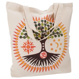 GURU SHOP No Time Shopper Bag, Sturdy Shopping Bag, Beach Bag, Yoga Bag - Tree of Life, Men/Women, Cotton, 48 x 45 x 13 cm, Colourful Fabric Bag, Tree of life