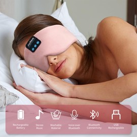 Joythink Sleep Headphones Bluetooth Sleep Mask Silk Headband Earphones Bluetooth Eye Mask for Sleeping On Side Blackout Soft Sleep Earphones Music Eye Cover