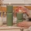 JOIONE Ribbed Green LED Flameless Candles 2 Pack with Remote