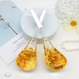 SEQ Gold Ice Globe Face Massager - Set of 2 Reusable Cryotherapy Cooling Globes for Depuffing, Toning & Brightening Skin - Spa Quality Face Massage Tool - All Skin Types
