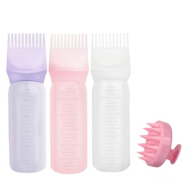 3pcs Root Comb Applicator Bottle with 1pc Scalp Massage Brush, Hair Oil Applicator Bottle, Massage Comb, Hair Coloring Brush Bottle with Graduation, Hair Coloring Set, Hair Salon Tools