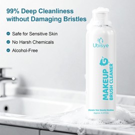 Limpiador de brochas de maquillaje, solución limpiadora para brochas y esponjas de maquillaje con almohadilla de silicona para limpieza profunda de brochas, fórmula suave.