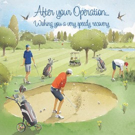Hunts England - After Operation Golfing Card - Milo's Gallery Collection - Speedy Recovery Card - Get Well Soon Card - After Operation Card For Colleagues, Friends, Him, Men, etc.