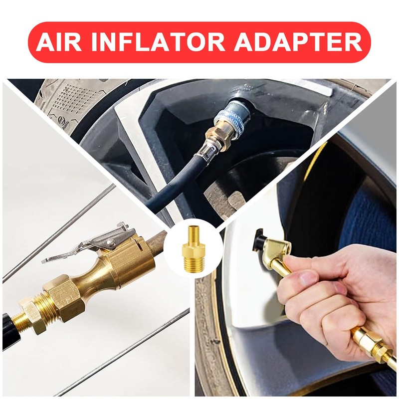 GODESON Air Inflator Adapter,1/4 NPT (m) to Standard Schrader Valve