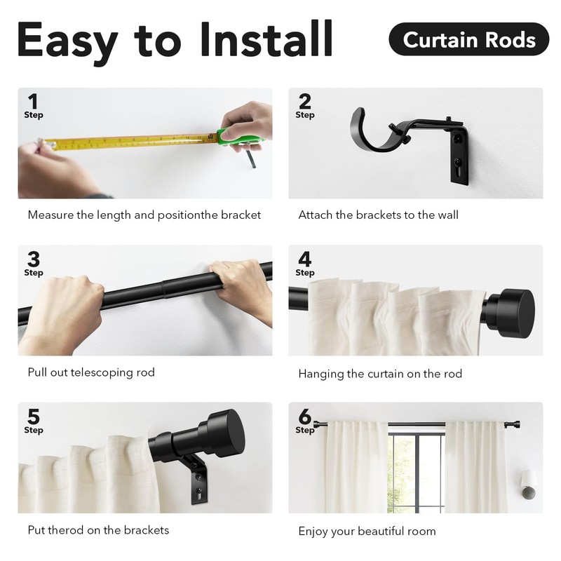 IFELS Heavy Duty Curtain Rods for Windows 28 to 48