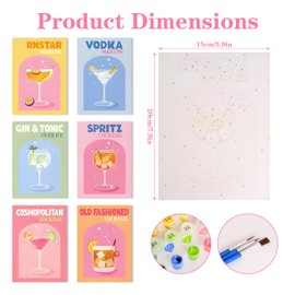 Connextion 6 Pack Paint by Numbers Adults with Frame, Small Painting by Numbers Cocktail, 15 x 20 cm, DIY Hand-Painted Paint by Numbers for Home Decor or as a Gift, Includes Brushes and Acrylic Paints