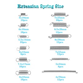 Yuentoen Springs Assortment Set,200 PCS Zinc Plated Steel Springs Assortment Extension Compression Tension Springs 20 Kinds Size for All Types of Home Repairs and DIY Projects with Carrying Box