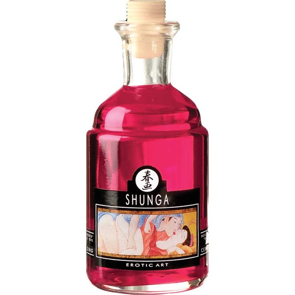 Shunga Intimate Kisses - Aphrodisiac Oil Sparkling Strawberry Wine,3.5fl.oz