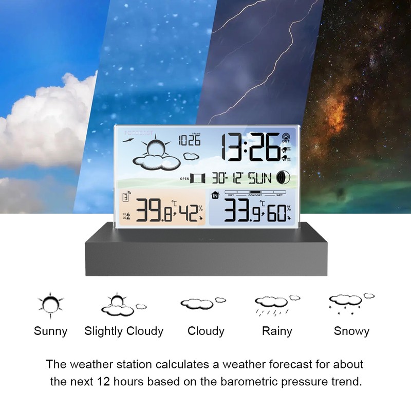 Digital Alarm Clock Temperature Humidity Weather Forecast Electronics Desktop Table