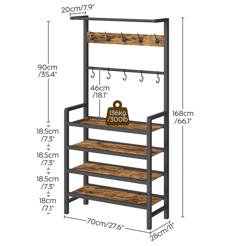 YATINEY Hall Tree, Coat and Shoe Rack, Entryway Coat Rack