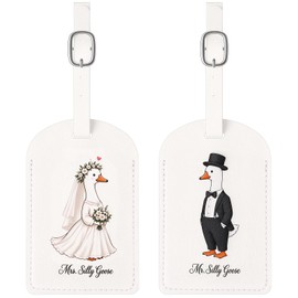 Dansydaisy 2 Set Mr Mrs Luggage Tags Silly Goose Couple Tags
