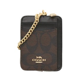 Coach FC0058 C0058 Wallet (Coin Case) Brown x Black Signature Chain Zip Card Coin Case Ladies' [Outlet Product] [Brand], Brown × Black
