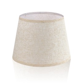 LgowithU Fabric Lampshade, Medium Drum Lampshade for Table Lamp, Wall Lamp, Bedside Lamp and Floor Lamp, Natural Linen Hard Cover, Handmade, 13 x 13 x 8 inches, Spider (White-2)