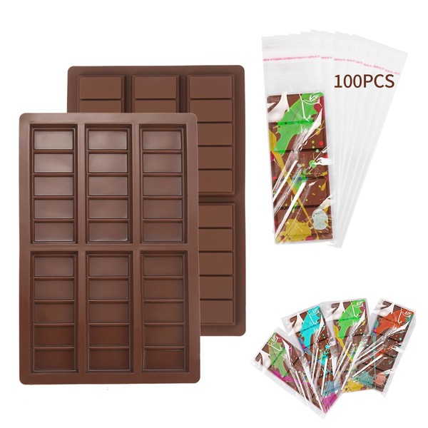 DOCMON Chocolate Molds, 2Pcs Deep Dubai Chocolate Bar Mold with
