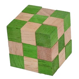 Snake Cube Medium Green, Snake Cube Green Medium Cube Snake Puzzle IQ Puzzle Cobra Cube, Snake Cube 3 x 3 x 3 Brain Teaser IQ Test 3D Puzzle Children's Puzzle Wooden Toy