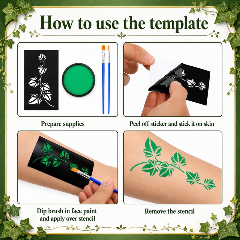 13 Pcs Halloween Poison Ivy Costume Accessories, Ivy Green Leaf