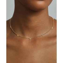 PAVOI 14K Yellow Gold Plated Bow Necklace for Women - Cute Motif Station Chain Necklaces - Trendy Coquette Bow Jewelry