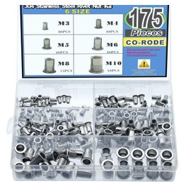 175PCS 304 Stainless Steel Rivet Nut Threaded Rivetnut Insert Nutsert(M3 M4 M5 M6 M8 M10)