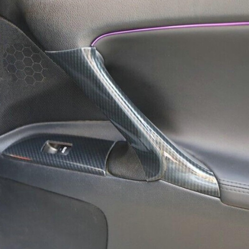 4Pcs Carbon Fiber Color Interior Door Armrest Panel Trim Plastic